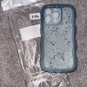 Apple iPhone 13 Pro Glitter Star Case - Silver and Blue